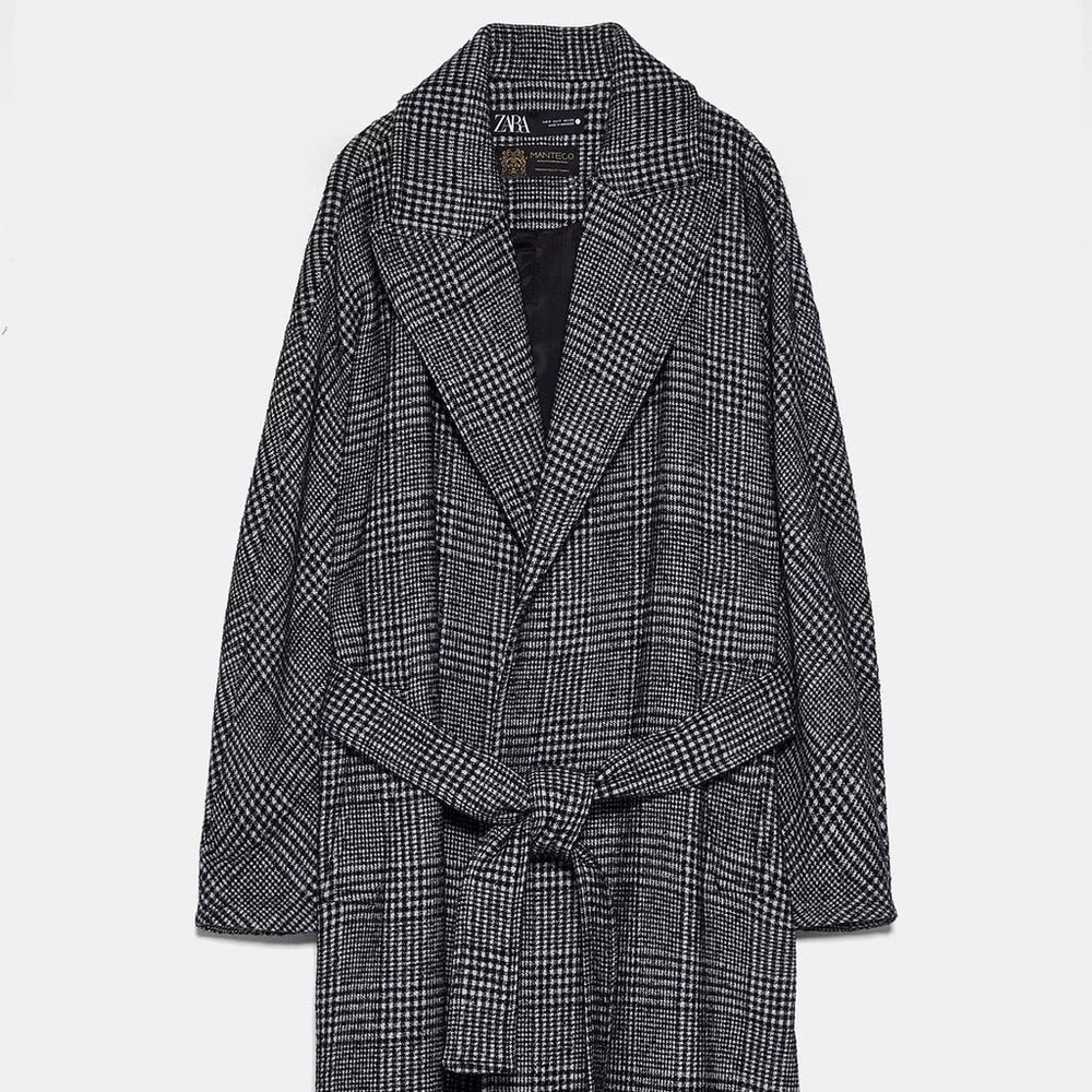 Zara belted plaid coat